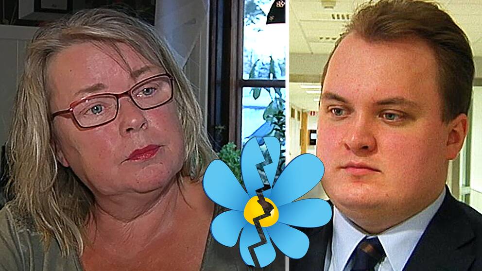 Sverigedemokraterna i Enköping tycks mycket splittrade. Till vänster Kristina Einarsdotter, SD-ordförande i Enköping, och till höger riksdagsledamoten Pavel Gamov (SD)