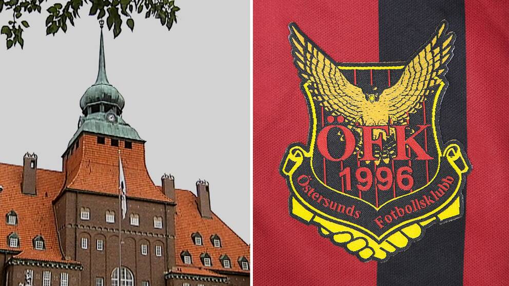 Rådhuset i Östersund och ÖFK:s logga.