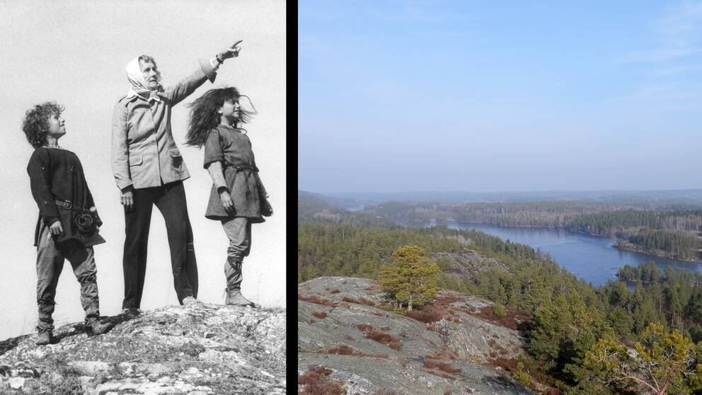 Astrid lindgren, ronja och birk, samt utsiktsbild från berget Sörknatten