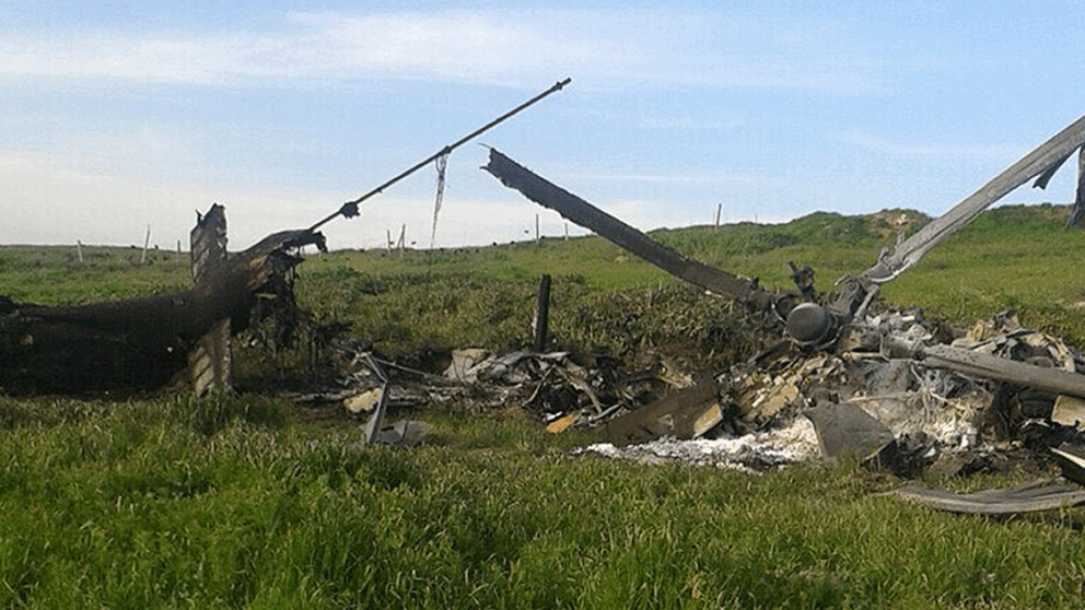 Rester av en nedskjuten azerisk helikopter i regionen. 