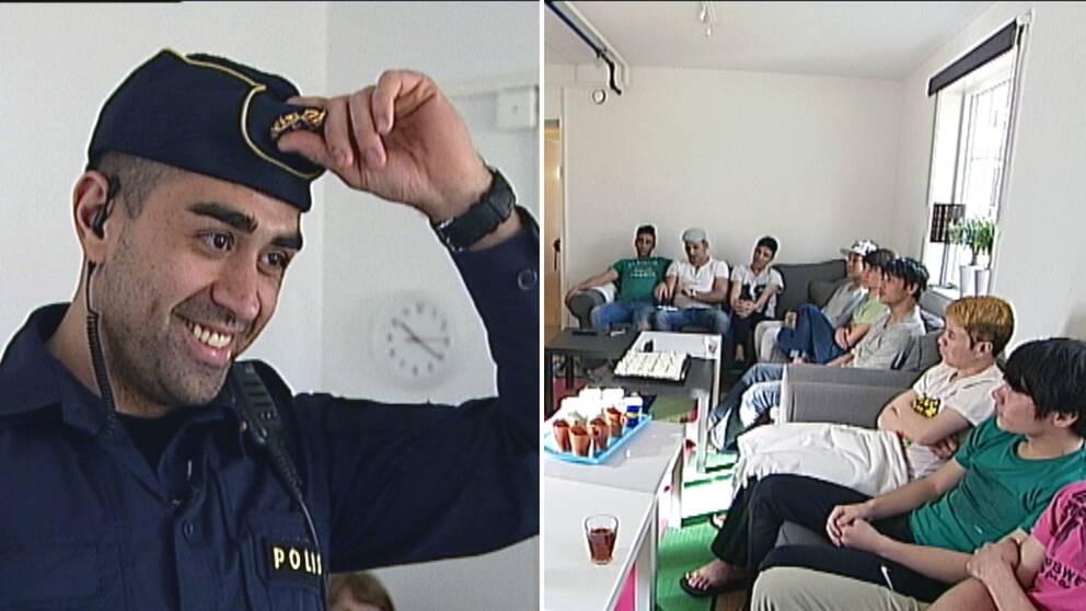 Polisen Mustafa Panshiri åker runt och pratar med ungdomar.