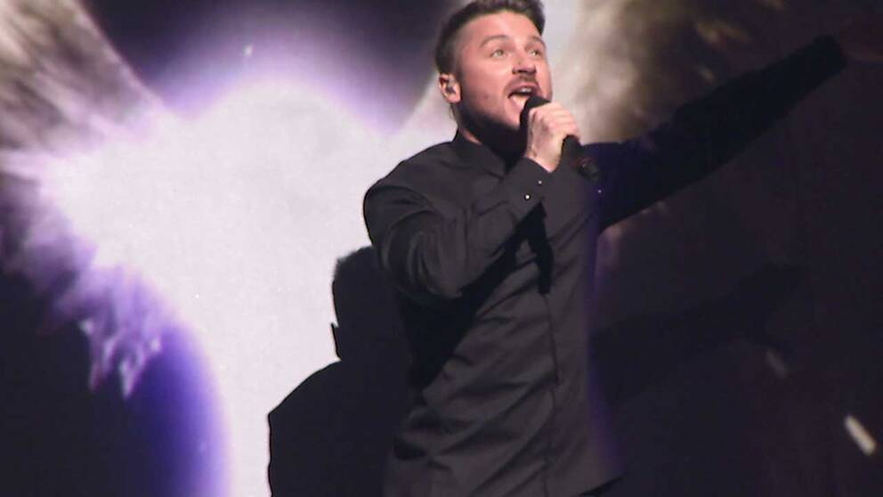 Sergej Lazarev framför Rysslands bidrag vid ESC i Stockholm 2016.