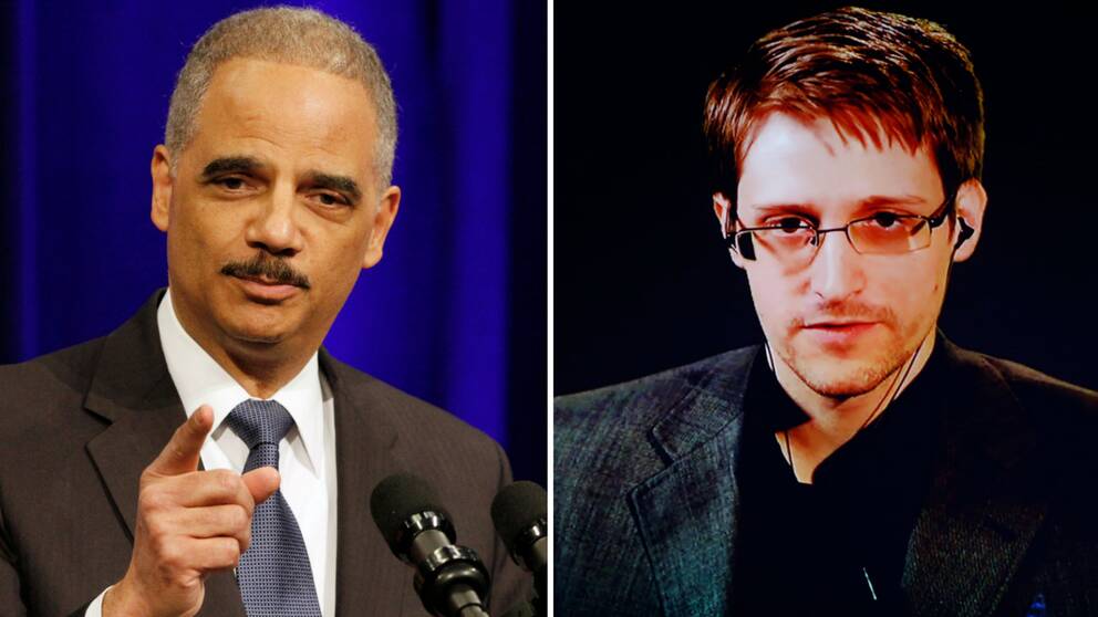 före detta amerikanske justitieministern Eric Holder och visselblåsaren Edward Snowden.