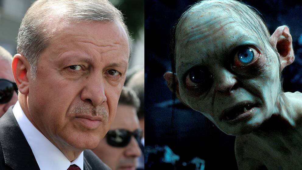 Att jämföra Turkiets president Recep Tayyip Erdogans utseende med fantasivarelsen Gollum från Sagan om Ringen-filmerna är en förolämpning, slog en turkisk domstol fast i förra veckan. Arkivbild.