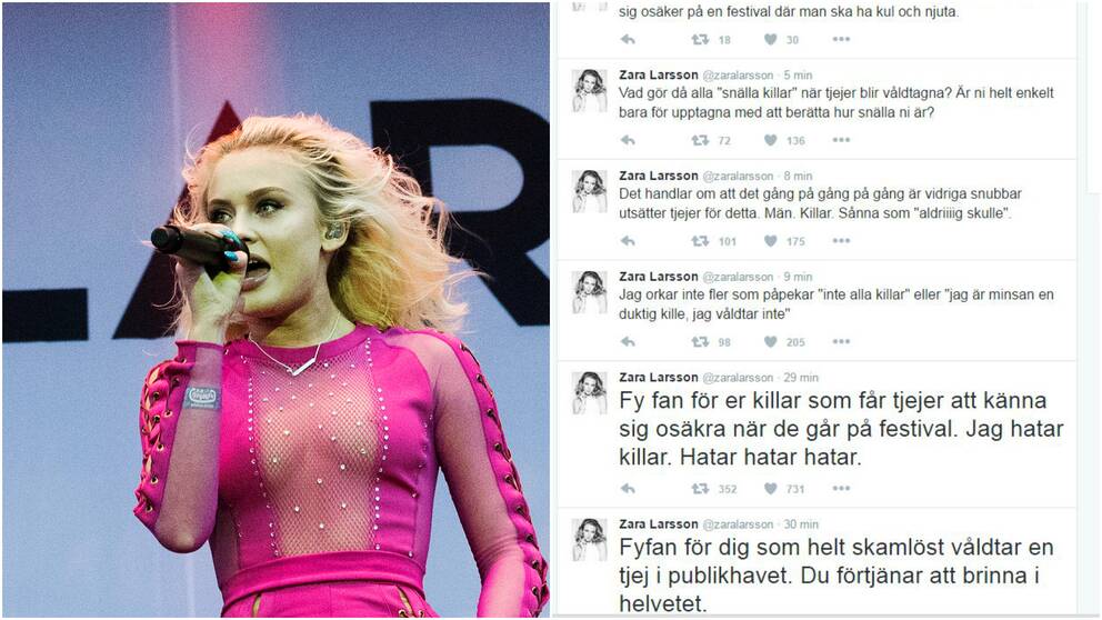 Zara Larsson samt hennes twitterflöde.
