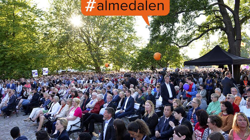 Publik på Almedalen och hashtaggen #almedalen