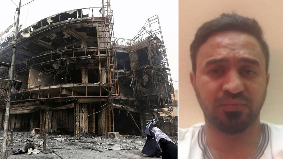 Muhammad Jabbar Ghazzay är på besök i Bagdad. Förödelsen är stor efter bombdådet. Här är en förstörd byggnad.