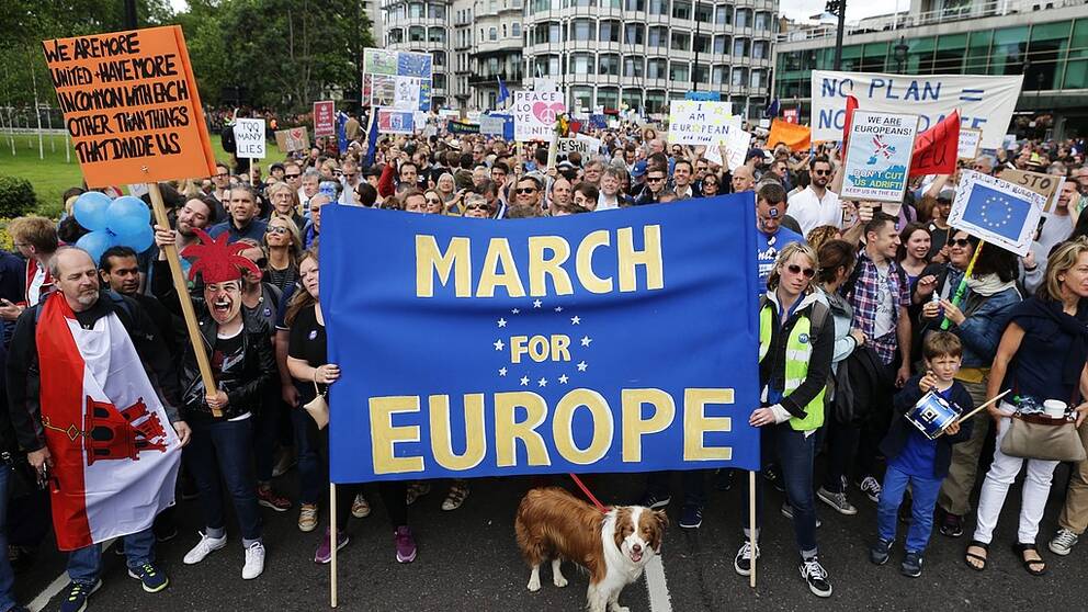Demonstration för Remain-sidan efter Brexit.