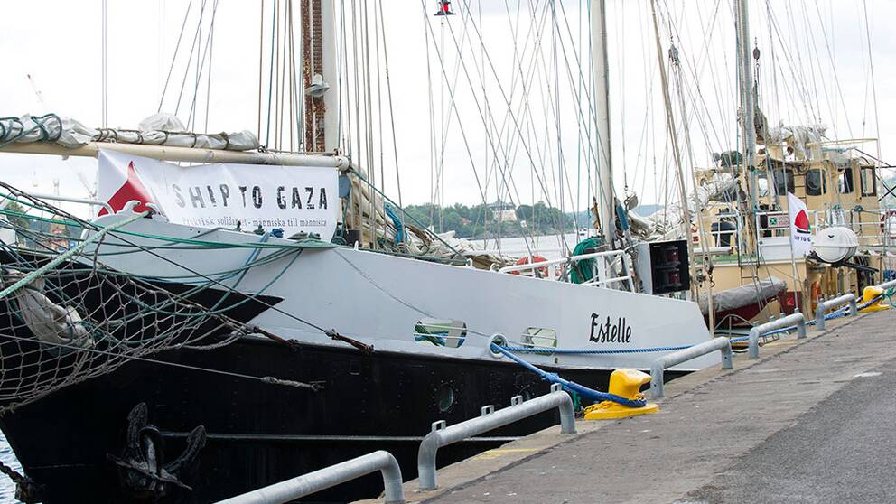 Fartyget Estelle bordades av Israels flotta 2012. Bilden togs när hon låg förtöjd i Stockholm, före seglatsen till Gaza. 