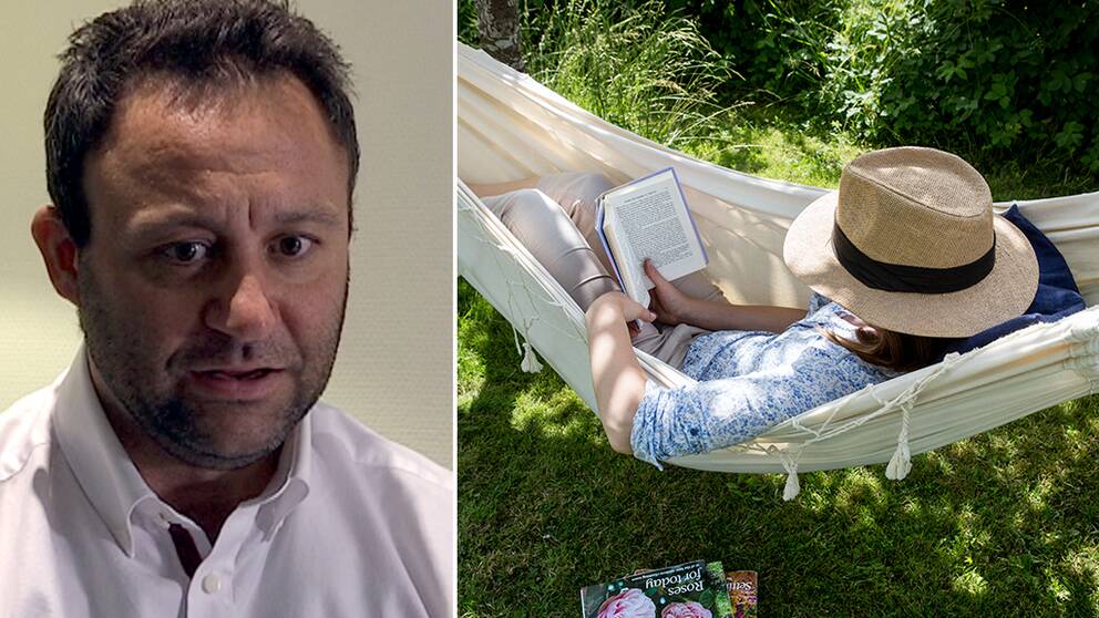 Martin Zemlicka, psykolog och en kvinna med hatt som ligger i en hängmatta.
