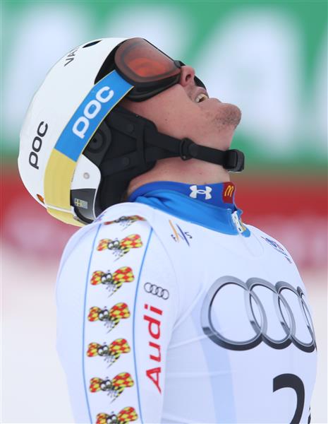 Mattias Hargin var nöjd med sitt åk med tanke på att det var en bana som inte alls passade honom. I andra hoppas han på en mer rytmisk bana där han kan attackera mer. Hargin ligger fyra, +0.85 efter Hirscher som leder. Han har 19 hundradelar upp till pallen. Foto: Bildbyrån