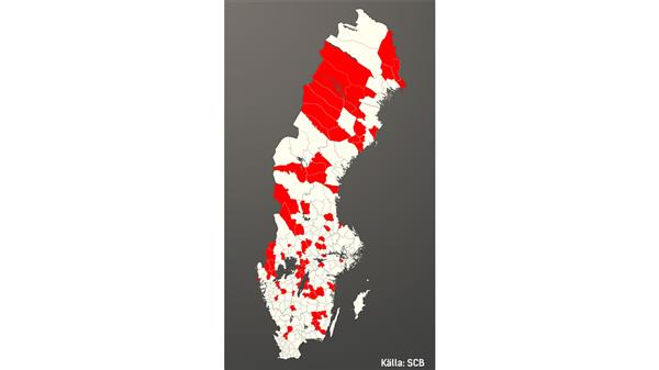 78 kommuner (en fjärdedel av alla kommuner) hade 2014 färre än 10 000 invånare. Bland annat landsbygdsminister Sven-Erik Buchts Haparanda (9776).