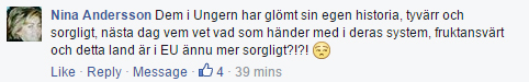 Även på Facebook kommenterar många av SVT Nyheters användare #delateuropa