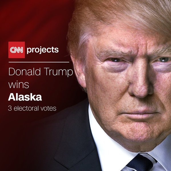 BREAKING: Donald Trump will win Alaska’s 3 electoral votes, CNN projects 