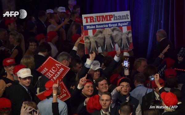 Surprise and euphoria at Trump headquarters in New York on 