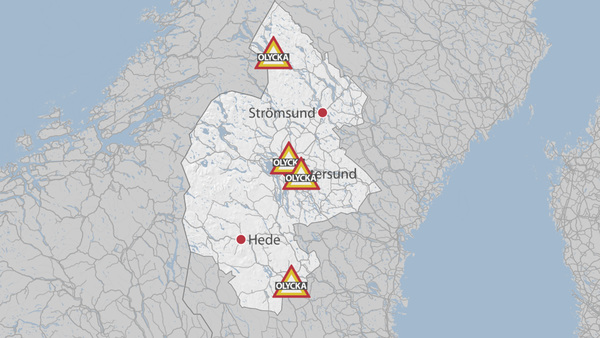 På kort tid inträffade flera trafikolyckor i Jämtland. Läs mer: