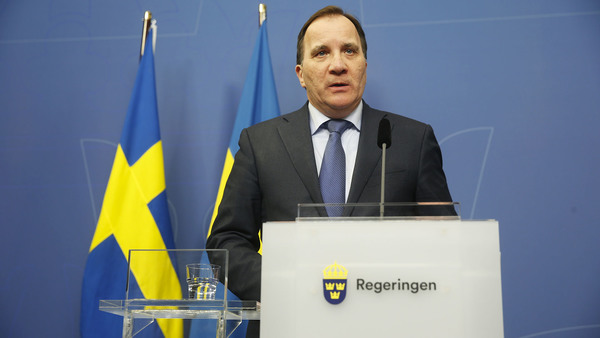 Stefan Löfven på presskonferensen i Rosenbad. Foto: TT