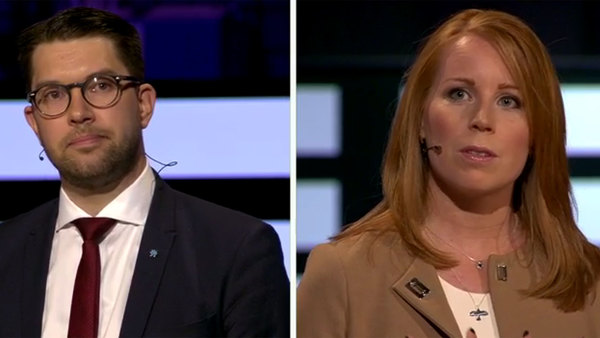 Du låter som en skiva som hela tiden återkommer till att det är invandrarnas fel, sa Annie Lööf till Jimmie Åkesson.