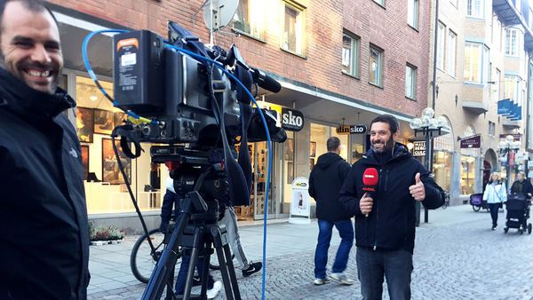 Spansk TV sände från gågatan i Östersund i eftermiddags