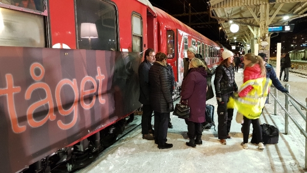 Strax före avgång.