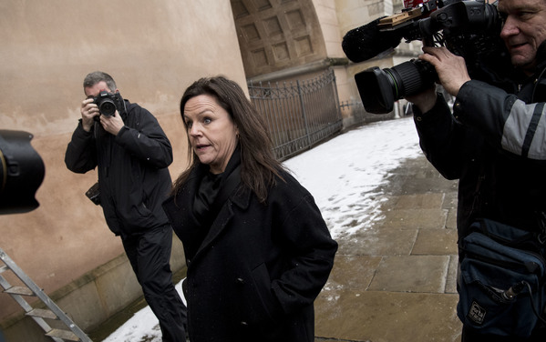 Försvarsadvokat Betina Hald Engmark när hon i morse kom till Köpenhamns tingsrätt. Foto: Johan Nilsson / TT