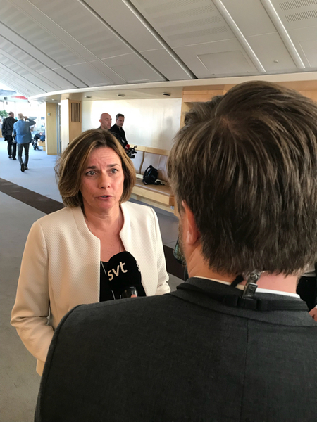 - Det är inte en fråga som har varit på bordet att ingå i en alliansregering, säger Isabella Lövin till SVT Nyheter.