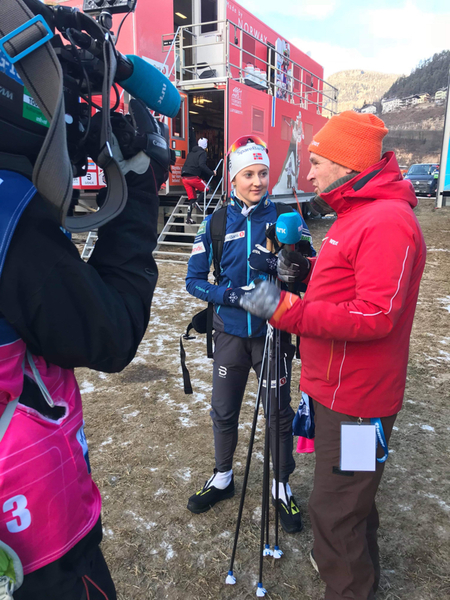 Rapport från Moa Jörnmark - på plats i Val di Fiemme: ”Östberg kom tidigare till arenan för att hinna prata med NRK och SVT!”
