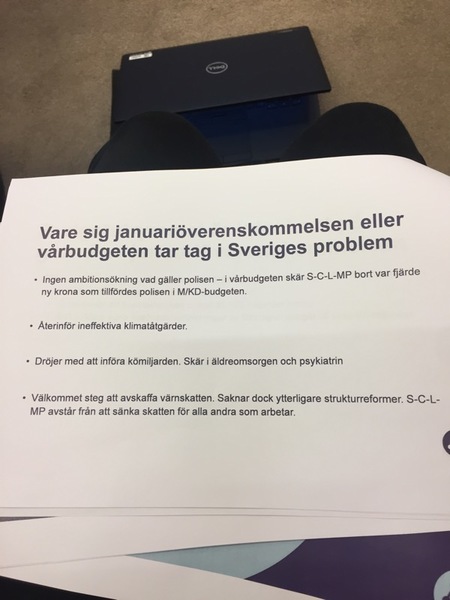 Här är en del av Moderaternas kommentar till vårbudgeten. Partiet menar att den inte tar tag i Sveriges problem.