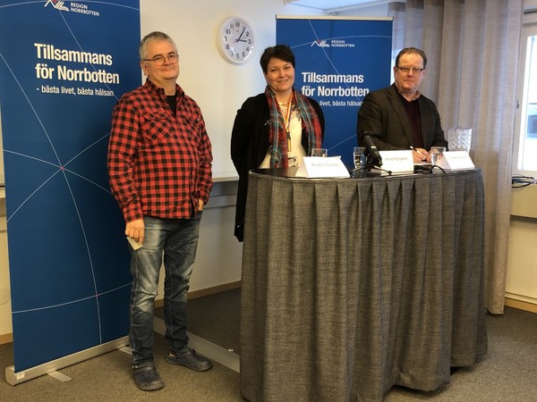 Presskonferens om coronaviruset i Norrbotten. Medverkar gör Anders Nystedt, smittskyddsläkare i Norrbotten, Anna Pohjanen, chef division Närsjukvård Luleå och Boden och Anders Öhlund, beredskapsdirektör vid Länsstyrelsen i Norrbotten.
