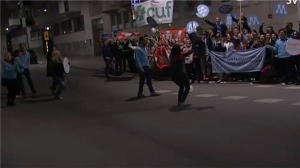 Ungdomsförbunden, Cuf, Luf och Muf står på motsatt sida vägen från SSU.